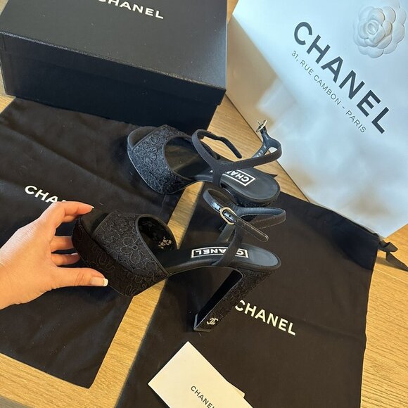Chanel Platform Heels Special Edition Lace - Picture 1 of 11